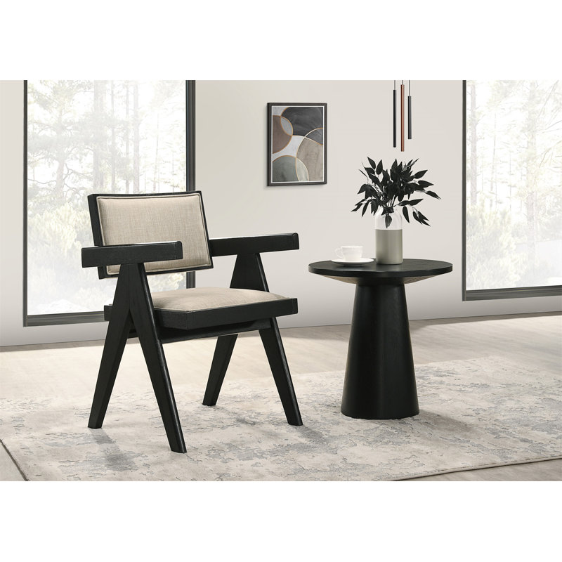 Ensemble de chaises et console à accoudoirs noirs l 21 po avec piédestal 3 pièces