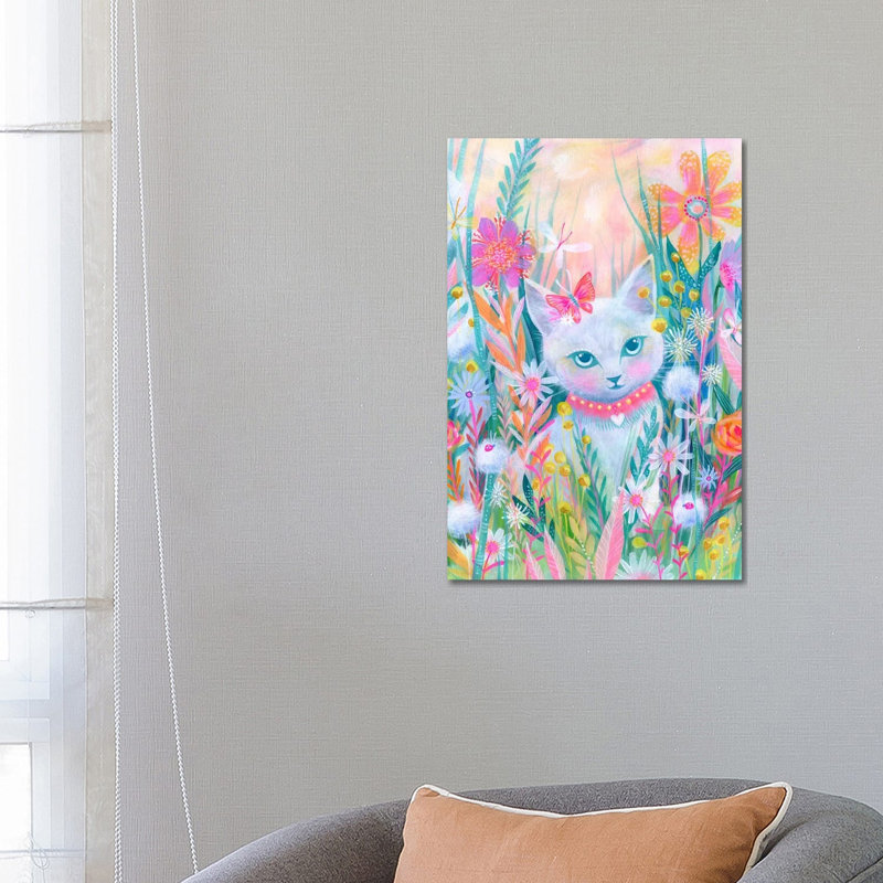 Garden Kitty by Stephanie Corfee - Wrapped Canvas Painting, 66.04 cm H x 45.72 cm W x 1.91 cm D