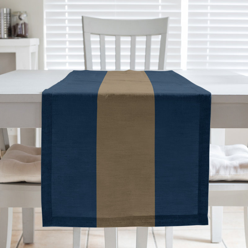 La Horns Football Stripes Table Runner, Blue/Gold, Cotton Blend, 90" L x 16" W