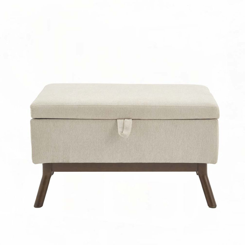 Storage Coffee Table,Ottoman, Beige Linen