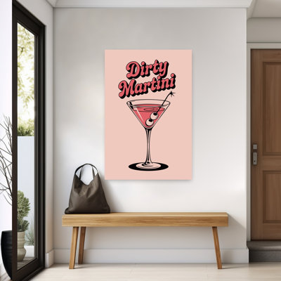 Retro Dirty Martini 1 Piece Wrapped Canvas Wall Art