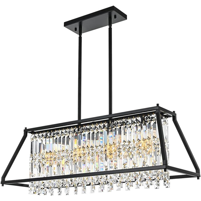 Arjunveer 4 - Light Dimmable Square / Rectangle Chandelier, Black