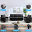 Ensemble de canapé en chenille 3 + 2 + 1 - capacité de 300 lb / siège, coussins à ressorts ensachés de 6,7 po, pieds en bois massif, housses de siège amovibles-632689875