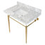 Kingston Brass Edwardian 36-Inch Carrara Marble Console Sink with Brass Legs (8-Inch, 3-Hole)