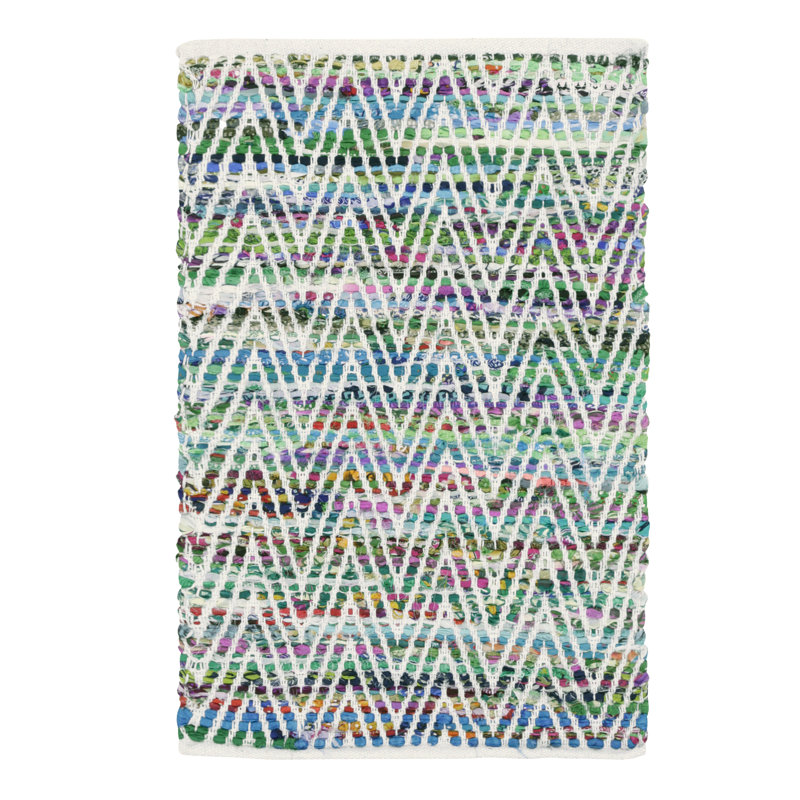 Hughes Chevron Cotton Hand Woven Area Rug, Rectangle 122 x 183cm