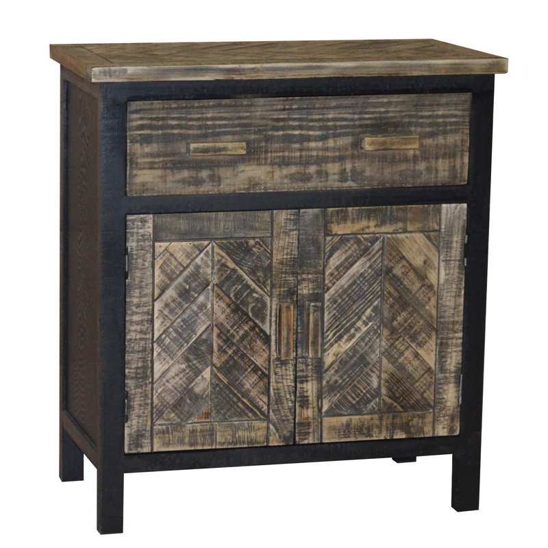 Commode 1 tiroir 1 porte Wovenwood, Noir / gris