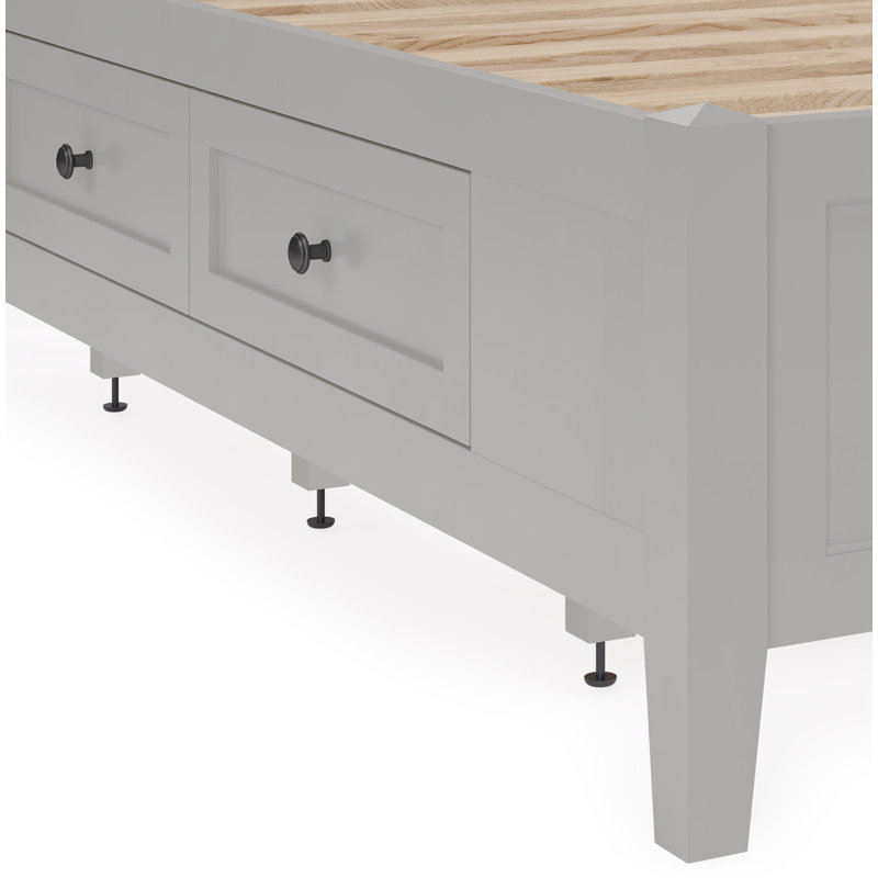 Lit plateforme avec rangement Renee, Gris, Reine