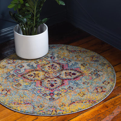 Tapis bleu abstrait Jahanna