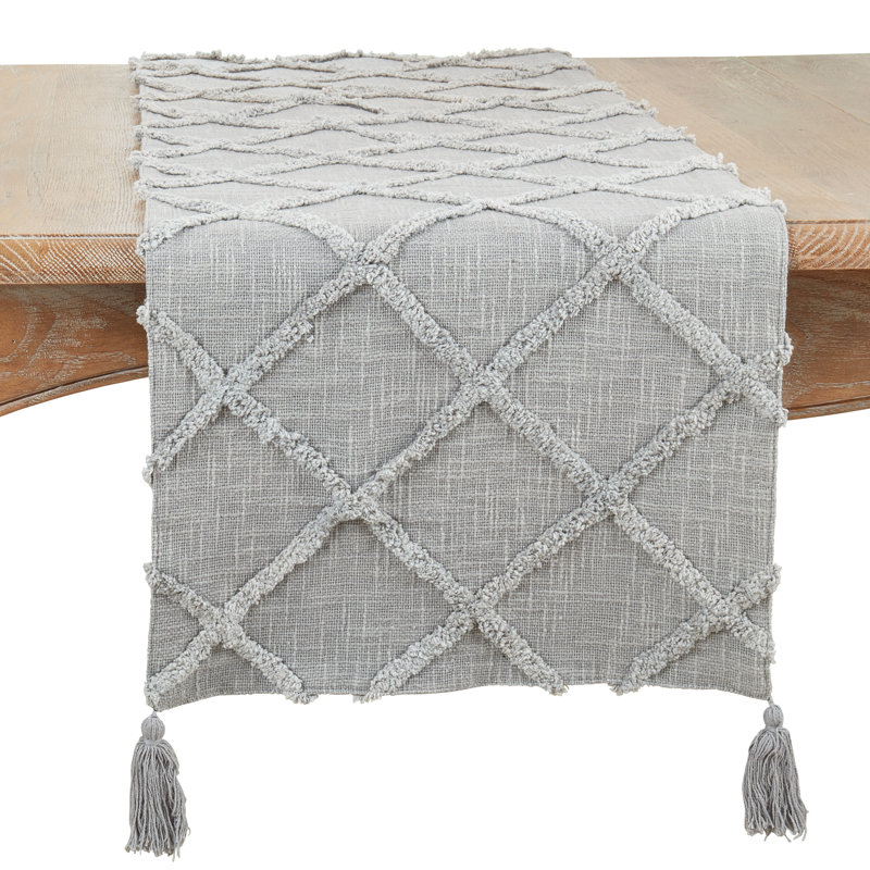 Iero Rectangular Geometric Table Runner, Gray