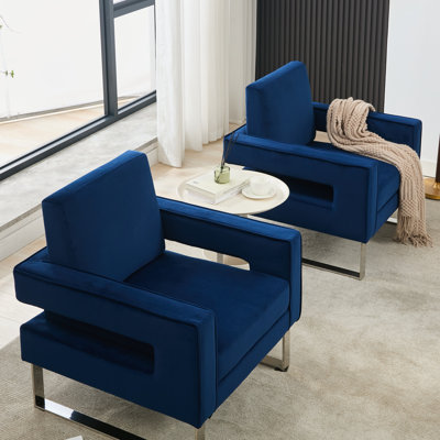 Modern Velvet Upholstered Accent Chair with Stainless Steel Legs