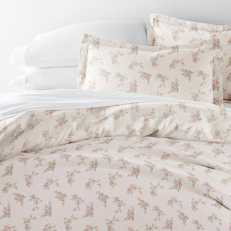 Duvet Cover Set Patterned Microfiber Ultra Soft Bedding in Apricot, Twin Duvet Cover + 1 Standard Sham
