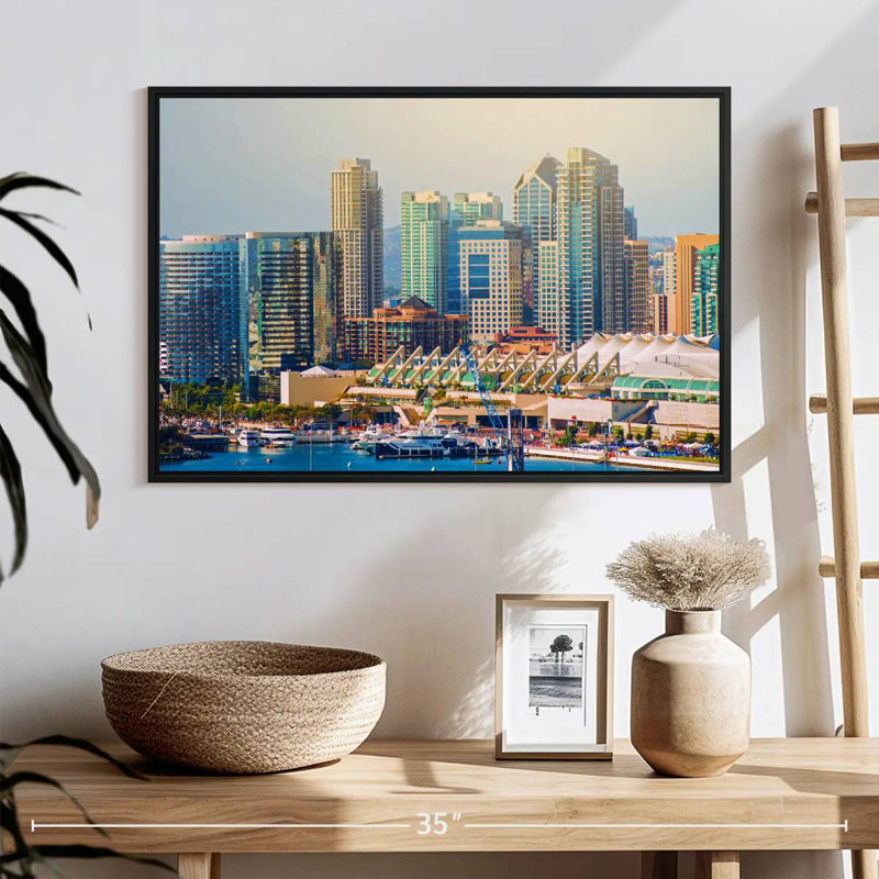 Ville de San Diego, 25 po x 17 po, Cadre flottant noir