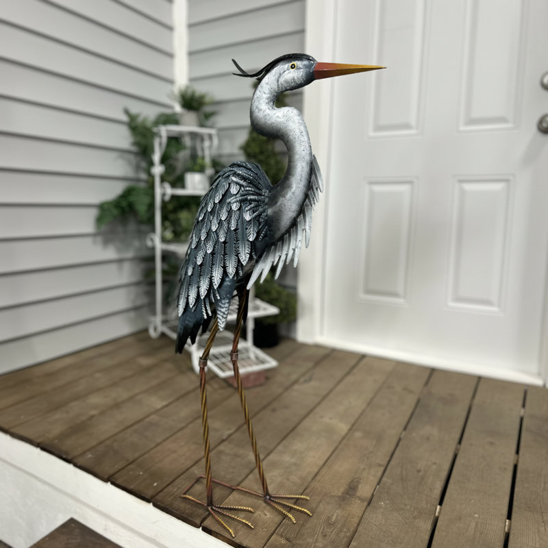 Statue de jardin en métal Heron Blue