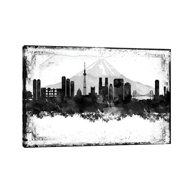 Tokyo Black And White Framed Skylines - Wrapped Canvas Print, 66.04 cm H x 45.72 cm W