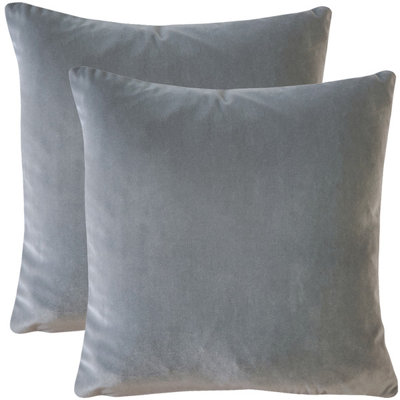 Housses de coussin en velours Francesco, ensemble de 2 housses de coussin, carré de 17 x 17 pouces pour canapé-lit, gris clair