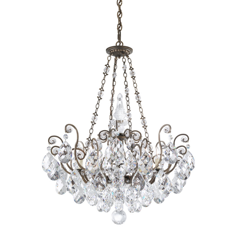 Renaissance 8 - Light Empire Chandelier, Etruscan Gold, Handcut Clear, Swarovski Strass