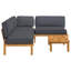  Ensemble de canapé avec coussin uni 4 pièces en bois d'acacia massif anthracite-1539146072