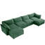 Fauteuil en U à 4 places, siège profond avec 2 repose-pieds, rangement modulaire pour dessous de lit, chenille, conception enveloppée et accoudoir, croissant de ligne épuré, passepoil décoratif, choix de tailles de couleurs variées-1342927000
