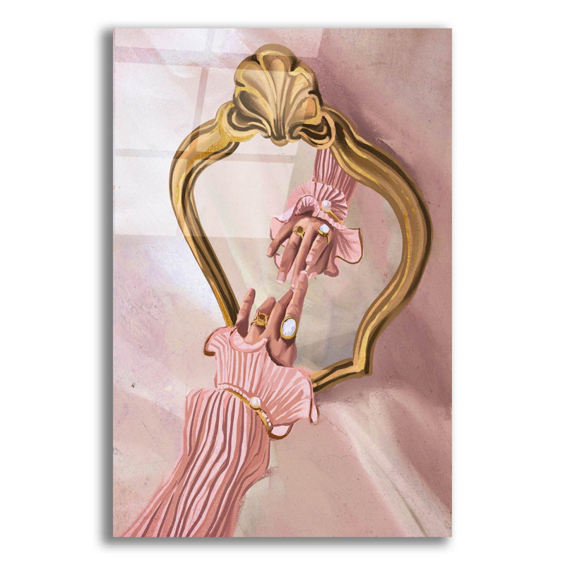  «Hand and Mirror» par Svetlana Aleynikova, art mural en verre acrylique, 16 po x 24 po