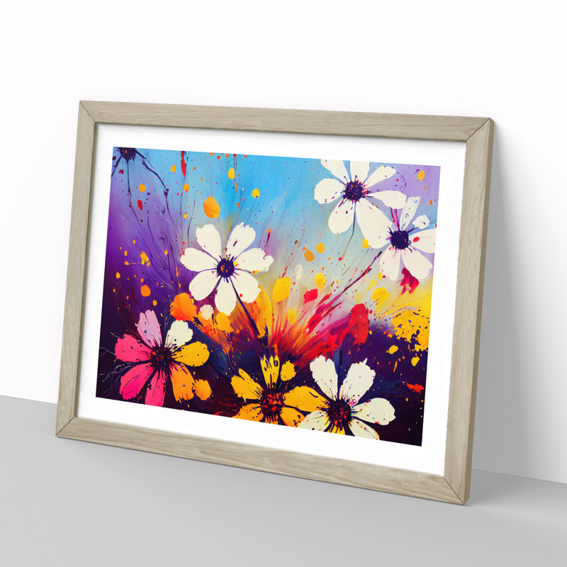 Wildflowers Splash Abstract - Framed Print, 25cm H x 34cm W x 2cm D, Oak Framed