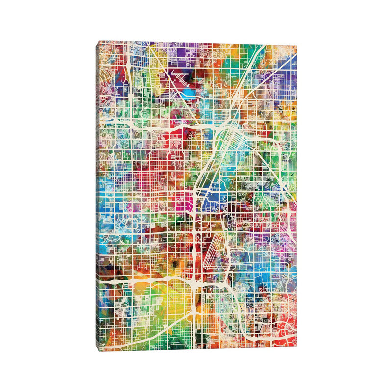 Las Vegas City Street Map II by Michael Tompsett - Wrapped Canvas Gallery-Wrapped Canvas Giclée, 20.32 cm H x 30.48 cm W