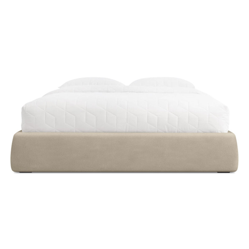 Lid Upholstered Storage Bed, Full, Barto Sand, Lift Up Storage