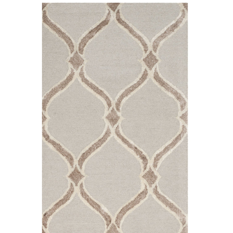 Patchin Hand Tufted Wool/Viscose Geometric Rug in Taupe/Ivory