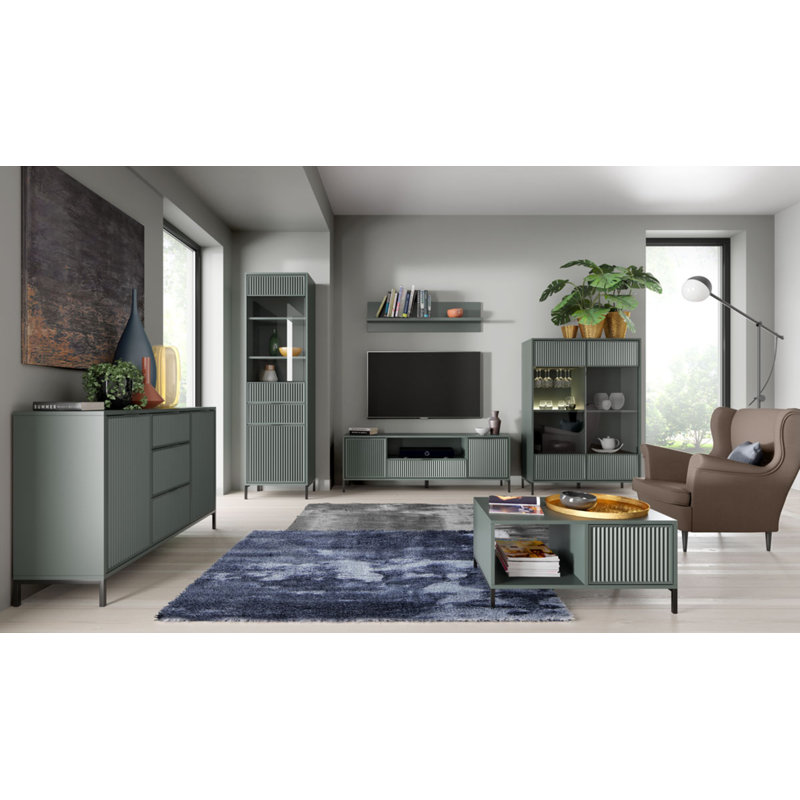 Unfinished TV Stand, Stone Green, 56cm H x 165cm L x 41cm W