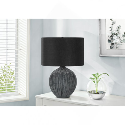 Lighting, 23"H, Table Lamp, Black Ceramic, Black Shade, Contemporary