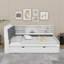 Lit plateforme double avec lit gigogne, tablettes et tête de lit-869368593