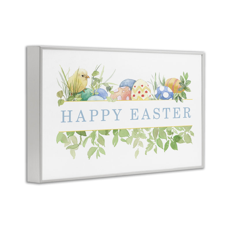 Art floral giclée de Joyeuses Pâques par Lanie Loreth, Giclée encadrée blanc bord de mer, H 12 po x l 18 po