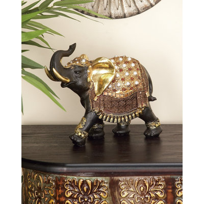 Polystone Handmade Elephant Decorative Brown Sculpture