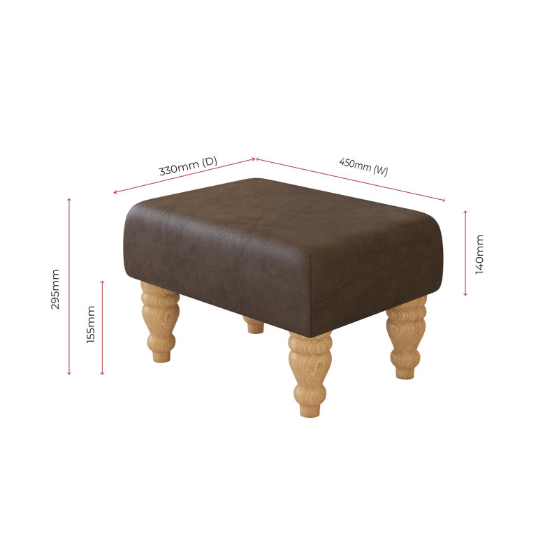 Large Footstools Wood Turned Leg , Dark Brown, Natural, Italian Leather