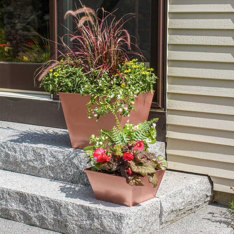 Metal Planter Box, 13.25" H x 16.25" W x 16.25" D