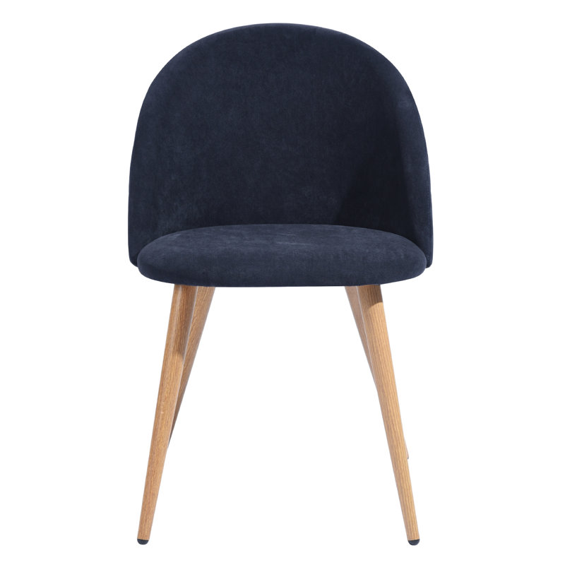Dungorbery 46cm H Polyester Blend Upholstered Upholstered Back Side Chair, Dark Blue, Brown