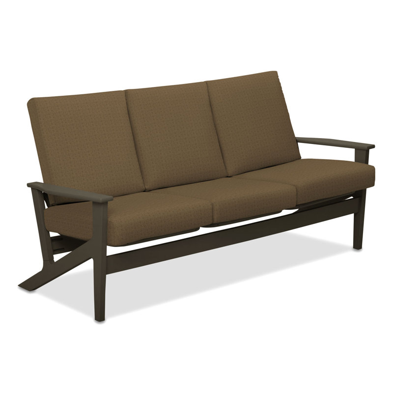 Canapé de patio avec coussins Chrisa, Sunbrella® ‑ lin sésame, Bois de plage