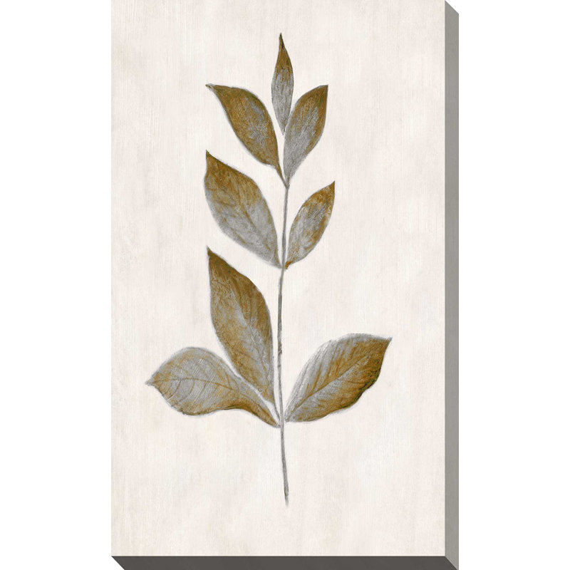 Bronze Leaf I par Tava Studios - Peinture, L 18 po x H 30 po, Toile tendue