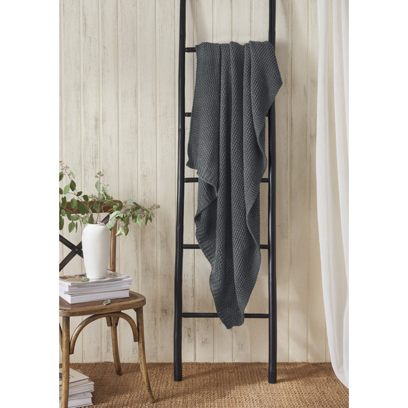 Paydon Knitted Throw Blanket, Charcoal