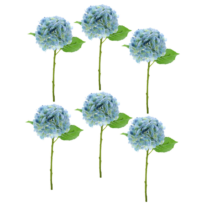Vibrant Hydrangea Natural Touch, Box Of 6 - 19 Inches, Blue
