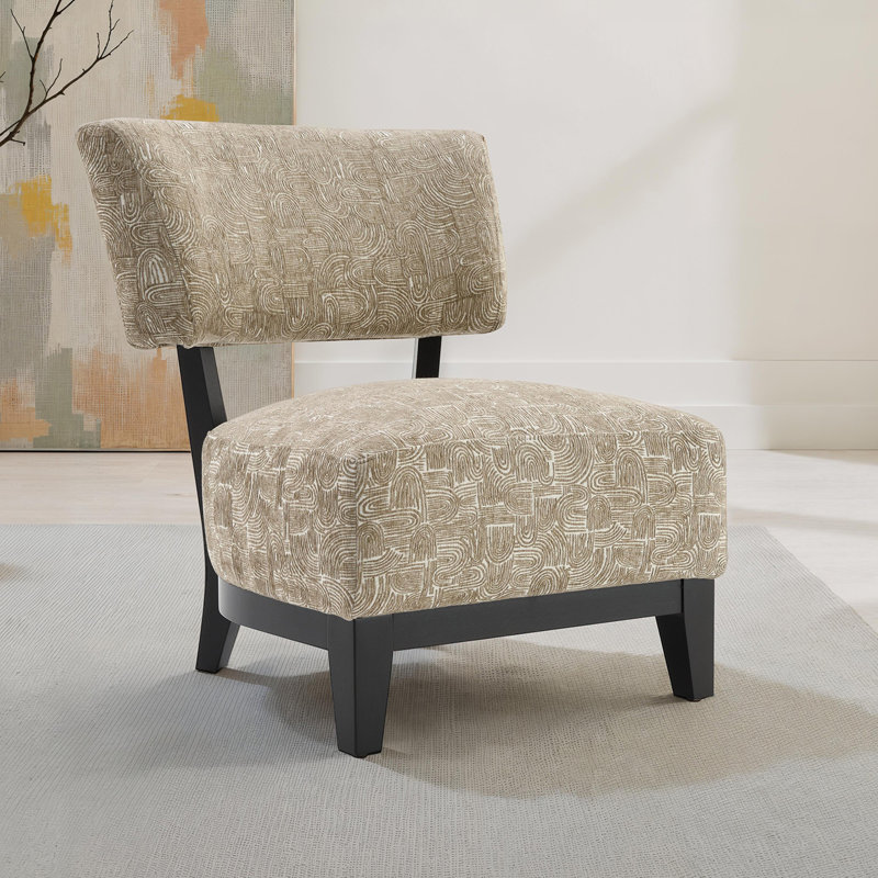 Fauteuil d'appoint rembourré avec dossier incliné Swirle, Beige
