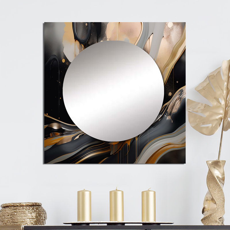 Lotasha - Grand miroir mural carré en marbre abstrait pour chambre à coucher, 36 po x 36 po