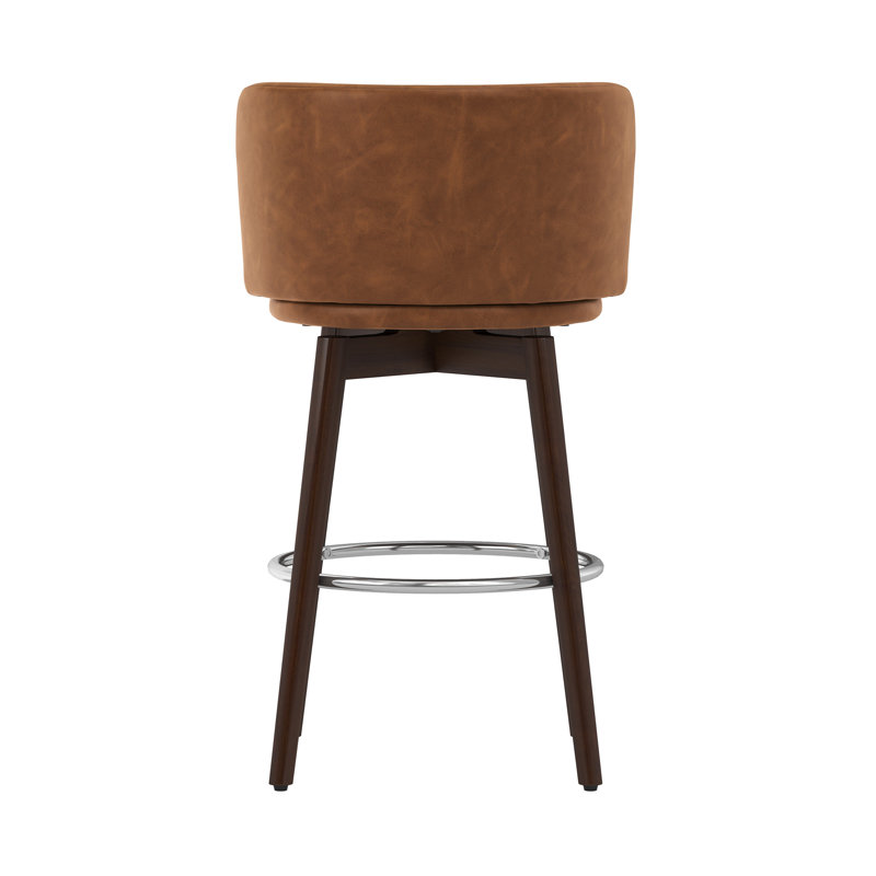 Patrick Swivel Counter Stool, Brown Faux Leather Seat/Dark Brown Frame