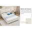 Lit double, beige, structure de lit tapissier, bois de peuplier, revêtement en velours, lit douillet, structure bien conçue, retraite personnelle, tête de lit, lecture, détente, remplacement facile du matelas-130155982