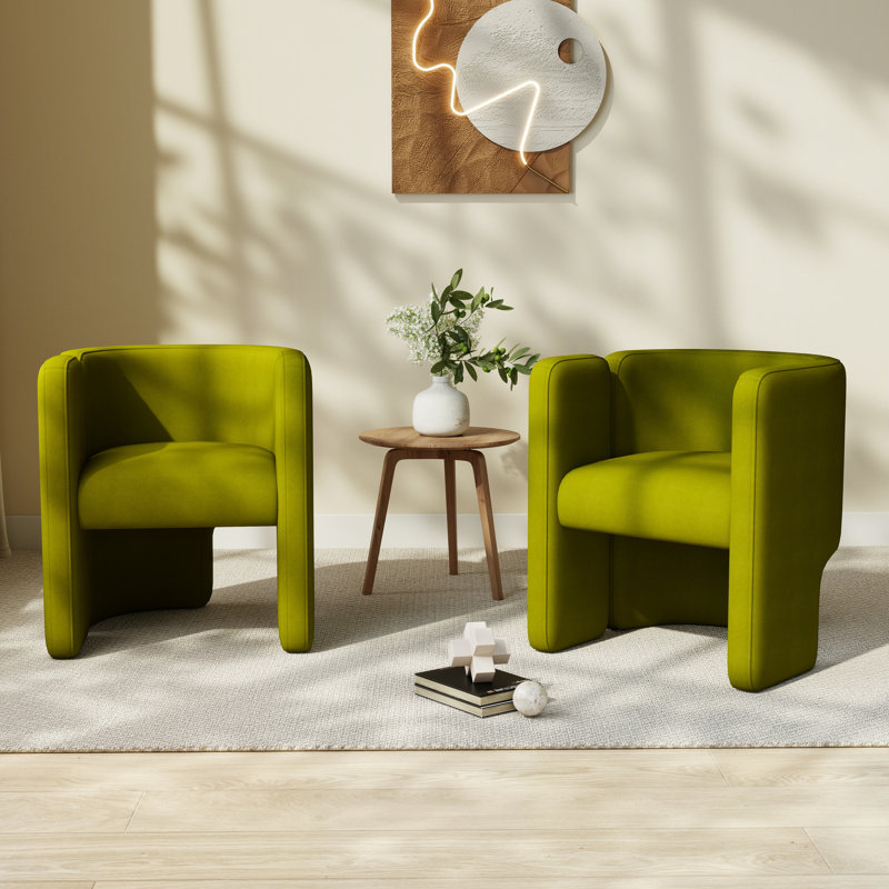 Jaimyn Upholstered Barrel Chair, Green