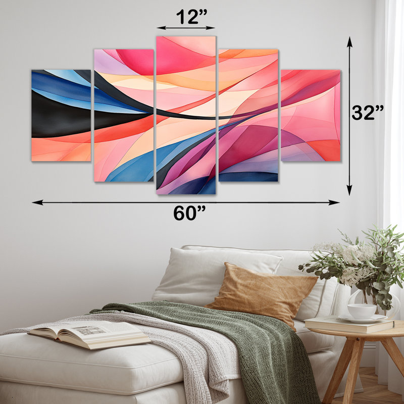  'Geometric Soft Colors Patterns V - Abstract Geometric Multipanel Wall Art