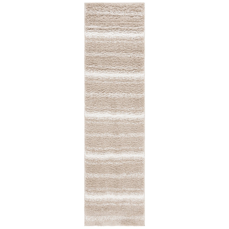 Tapis rayé à poils longs Wessie, Tapis de couloir 2 pi 2 po x 8 pi