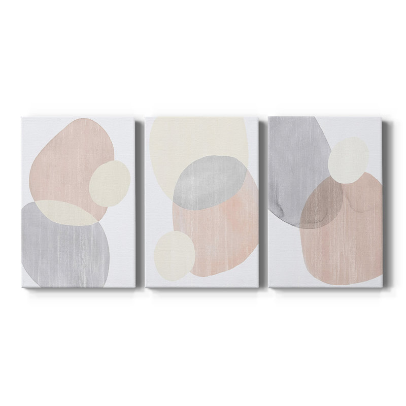 Pastel Shifting Spheres I - Toile tendue sur mesure avec châssis - 3 pièces, H 12 po x l 24 po