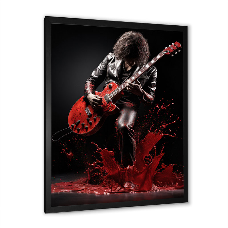 Xabian, rouge, noir, musique, guitare, passion, H 40 po x l 30 po x P 1,5 po, Cadre photo noir