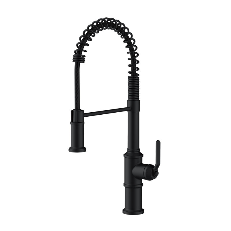 Kinzie Single Handle Pre-Rinse Spring Pull Down Sprayer Kitchen Faucet, Satin Black