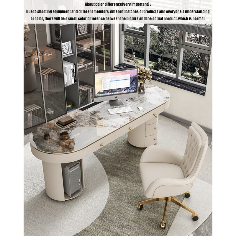 Bureau d'écriture léger et luxueux, H 29,53 po x l 62,99 po x P 23,62 po